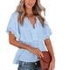thumbnail image 1 of Blusas y camisas casuales de manga corta con cuello en V y encaje para mujer, 1 of 6