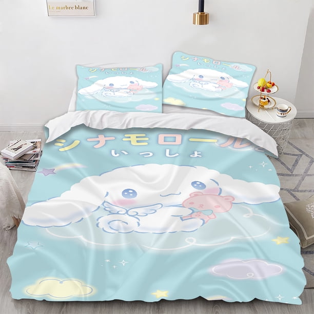 Cinnamoroll Pattern Bedding Sets Comforter Quilt Bed Cover Duvet Cover Pillow Case 2-3 Pieces Sets Kids Adult Size Home Decor