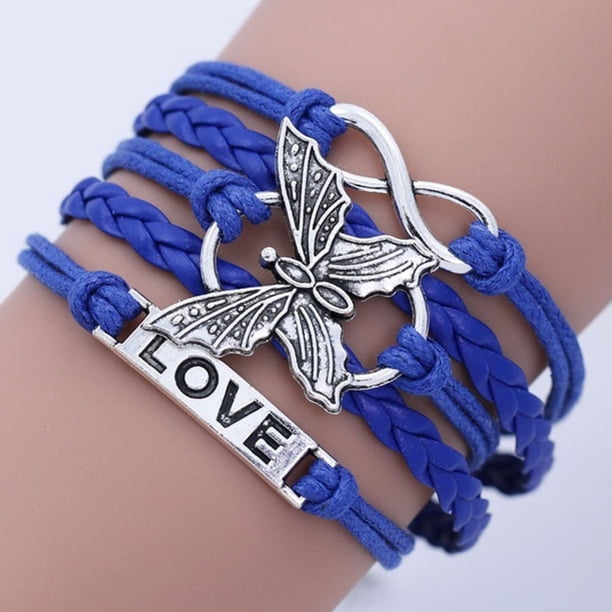 Handmade Leather Bracelet with Love and Butterfly Design - Perfect Gift for Men and Women