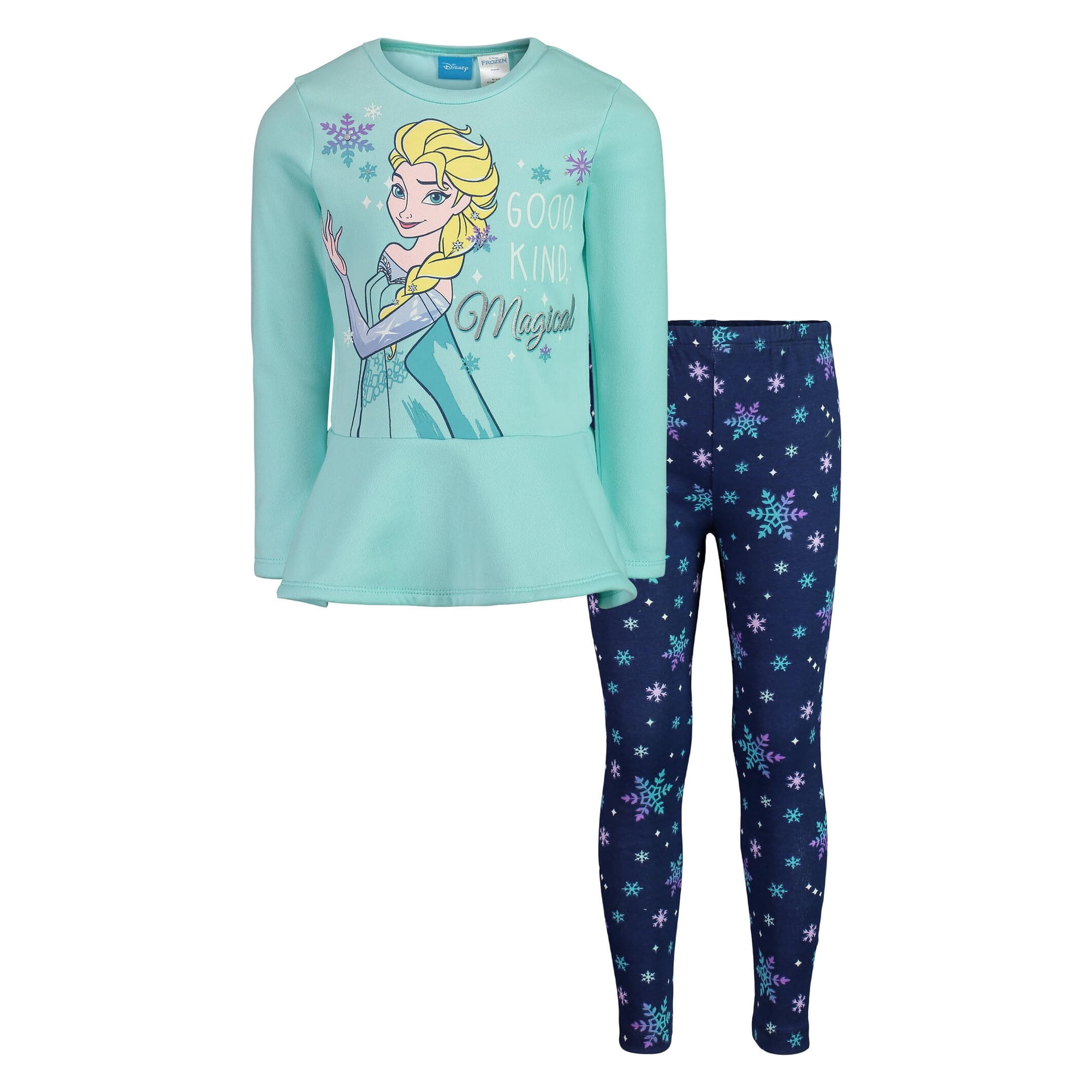 Conjunto Disney Frozen Elsa Para Niñas Con Camiseta De Manga Larga De Polar Y Leggings