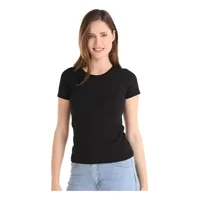 Creaprint - Polera Algodon Mc Mujer Negra Talla Xl