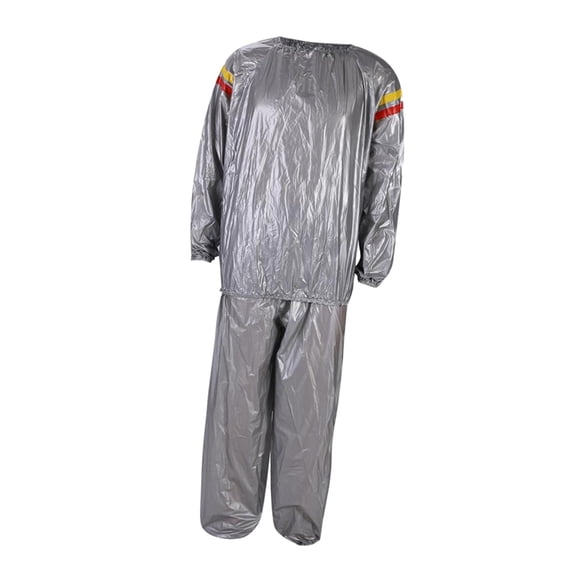Traje de sudor de PVC, camisa de pantalones de cuerpo completo para hombres y mujeres, chándal para correr, traje de Sauna para ejercicio en casa/gimn , S Plata