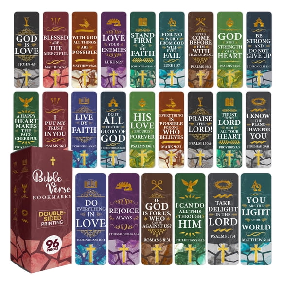 Marcadores de la Biblia, paquete de 96 unidades, con diseños de versículos de la Biblia