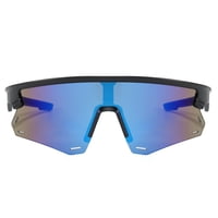 Polasup Gafas Lentes De Sol Gafas De Sol Deportivas Con Lentes Espejados Azules Y Montura Negra Con Detalles Azules. Diseño Aerodinámico, Protección Uv 400. Ideales Para Ciclismo