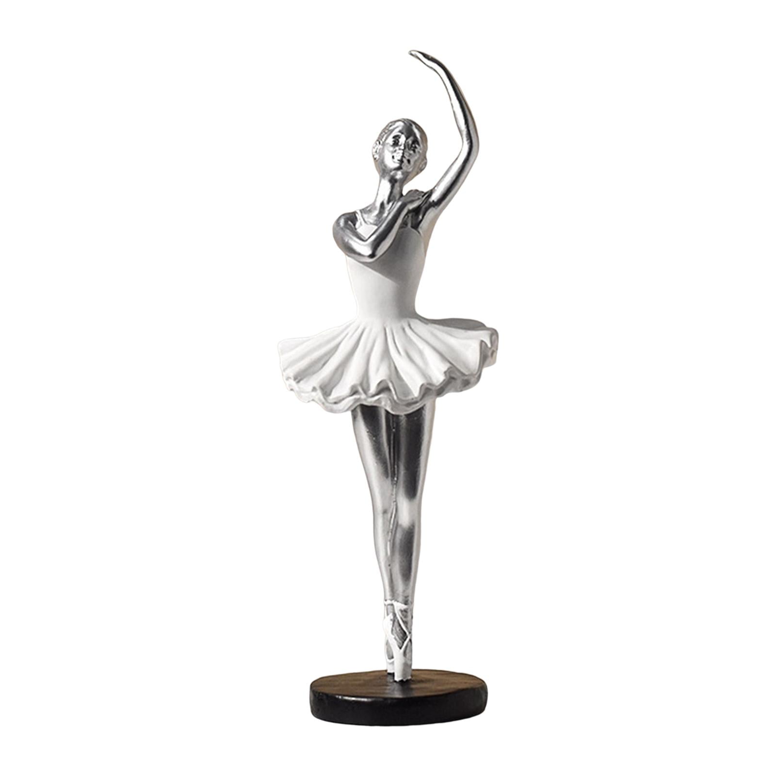 Magideal - Estatuas De Estatuillas Estatuilla Decoración De Moda De Ballet Escultura Figura De Niña De Resina Para Estantería Sala De Estar , Estilo E Argenta