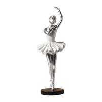 Magideal - Estatuas De Estatuillas Estatuilla Decoración De Moda De Ballet Escultura Figura De Niña De Resina Para Estantería Sala De Estar , Estilo E Argenta