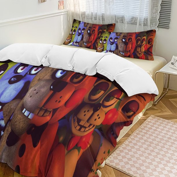 Five Nightat Freddy Quilt Set Thicken Soft 3 Pieces Bedding Set All Season Duvet Cove with 2 Pillowcases for Adult Women Girls Teens Home Room Decor