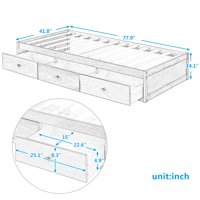 M&Ms - Orisfur. Twin Size Platform Storage Bed With 3 Drawers