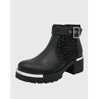 Danicolle Calzado - Botin Punta Redonda, Con Taco Medio, Cierre Y Correa Con