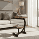 thumbnail image 2 of Mesa Auxiliar De Living Redonda Doble Repisa Madera Metal, 2 of 3