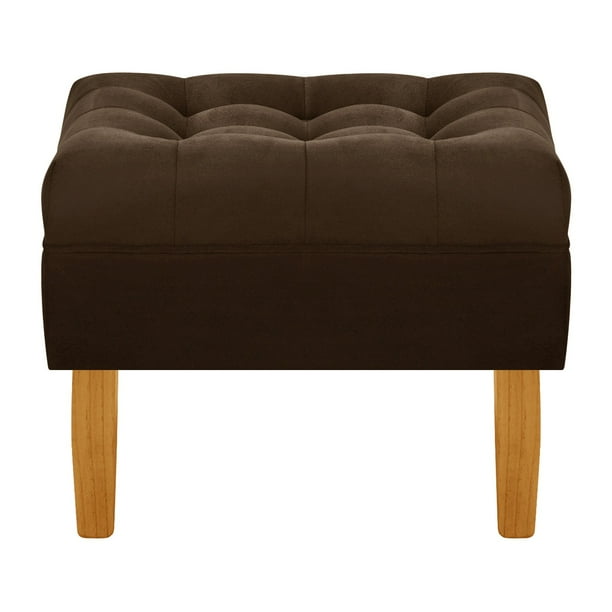 Pouf Wood 1c Felpa 04 Chocolate