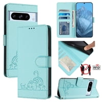 Funda Tipo Cartera Foxdock Para Google Pixel 8 Pro Con Soporte, Ranuras, Rfid, Diseño De Gato