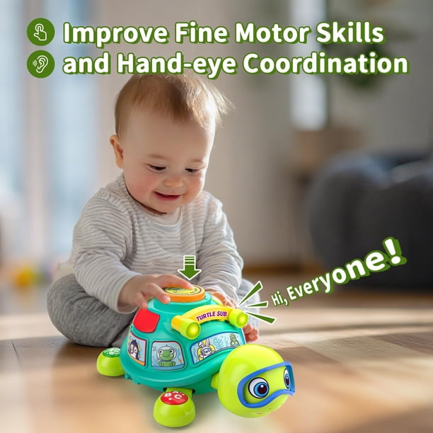 JoyPlus Tortuga Musical Interactiva Para Bebés 6-12 Meses, Juguete De Gateo Con Luces Y Sonidos, 2 Modos, Regalo Original