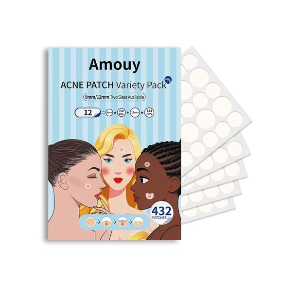 Parche para Acné Amouy, 432 parches de 9 mm y 12 mm de hidrocoloide