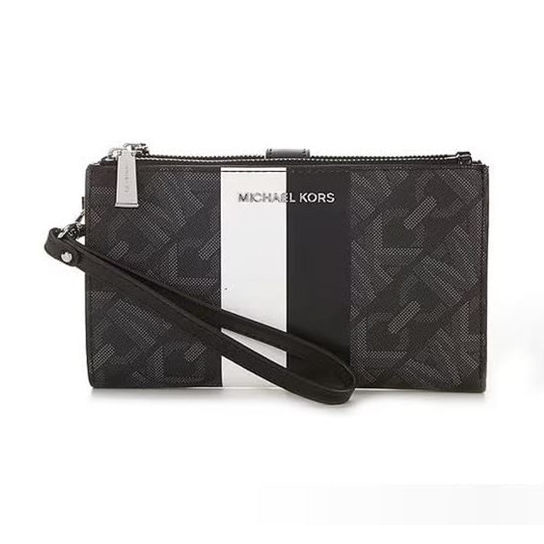 Bolso Michael Kors Jet Set Para Mujer Con Doble Cremallera (negro/blanco)