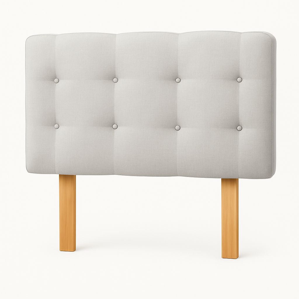 Ethan Desing - Respaldo 2 Plazas Botón Repujado Gris Perla