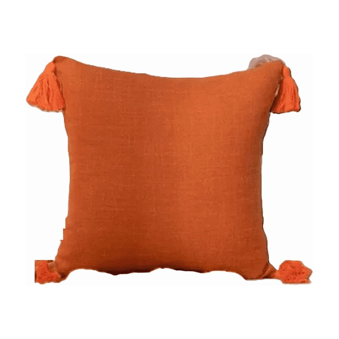 Genérico - Pack De 2 Fundas Para Cojín De Lino Con Pompones 45x45 Cm Naranja