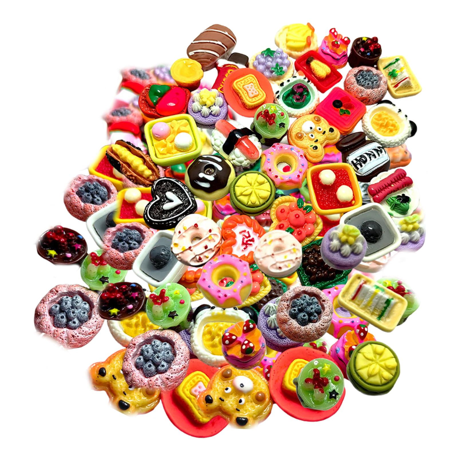 Magideal - Alimentos Miniaturas De 100 Piezas, Mini Juego De Resina Juego De Cocina De Juguete De Resina Accesorio De Juegos De Cocina Mixta Para Manualidades