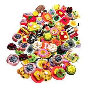 Magideal - Alimentos Miniaturas De 100 Piezas, Mini Juego De Resina Juego De Cocina De Juguete De Resina Accesorio De Juegos De Cocina Mixta Para Manualidades