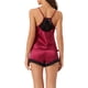 thumbnail image 3 of INSPIRE CHIC Conjunto de Pijama de Satén para Mujer sin Mangas con Escote en V con Encaje Cruzado en la Espalda y Pantalones Cortos Ropa de Dormir Sedosa S Rojo, 3 of 6