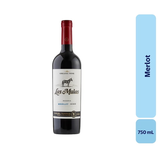 Vino Merlot Botella 750 mL Las Mulas