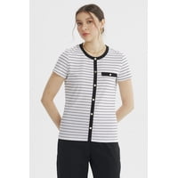 Fashionspark - Polera Mujer Abotonado Falso Blanco / Negro