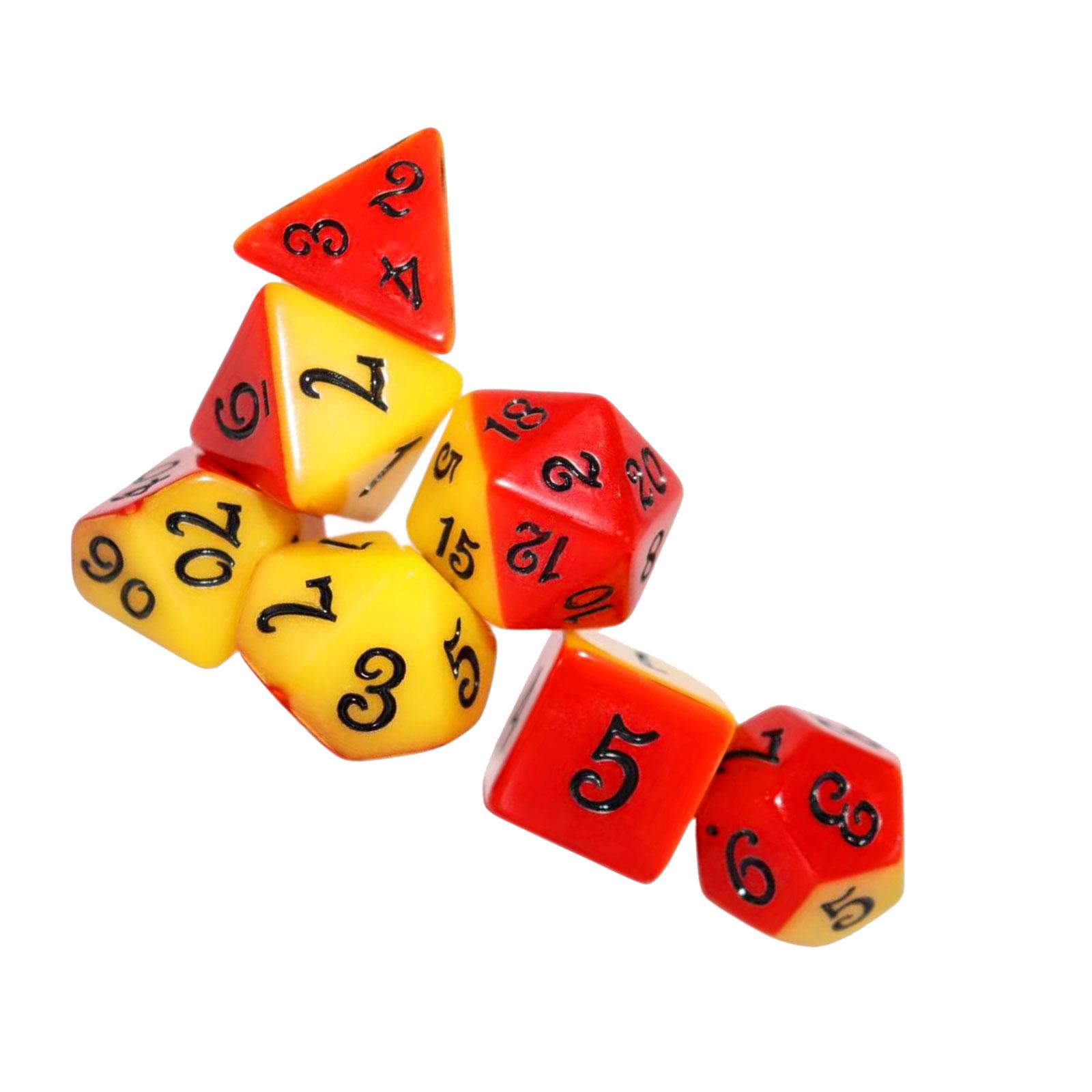 Bothyi - 7 Uds Dados De Juego De Varios Lados Dados Poliédricos Para Ktv Fiesta Juego De Rol Amarillo Rojo