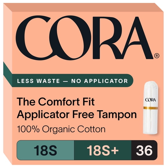 Tampones Cora sin aplicador 100% algodón orgánico 36 unidades