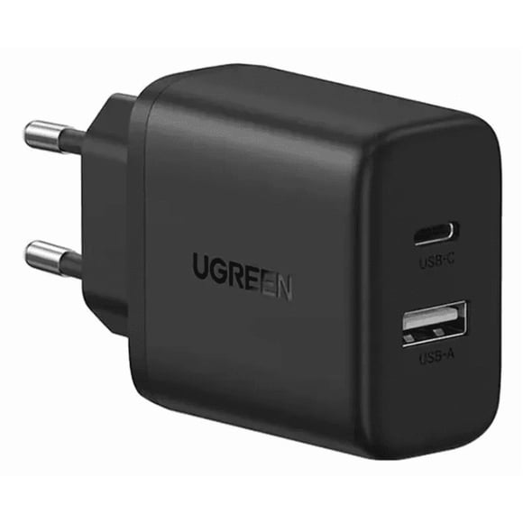 Cargador Fast Charger 20w 2 Puertos Usb-c+a Negro Ugreen Negro
