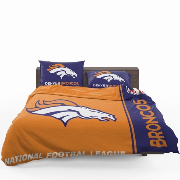 NFL Denver Broncos Quilt Duvet Cover Set Comforter Cover Soft Children3-Piece Bedding Set
