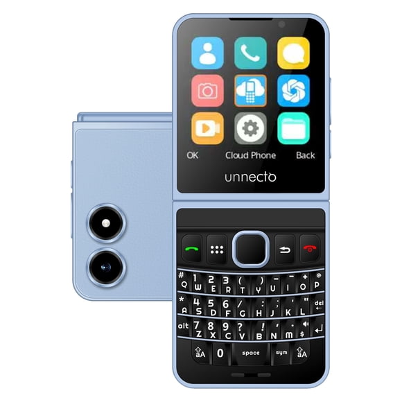 Teléfono Unnecto Snap Dual SIM 4G LTE QWERTY tipo concha azul