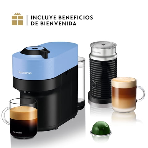 Nespresso - Cafetera Vertuo Pop Celeste + Espumador