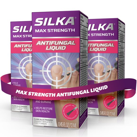 Líquido antimicótico Silka Max Strength para uñas de los pies, 13 ml, paquete de 3