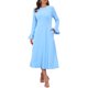 thumbnail image 1 of INSPIRE CHIC Vestidos de Iglesia para Mujeres Formales con Mangas Acampanadas Cuello Redondo Largo a la Rodilla Vestido Línea A con Bolsillos M Azul Cielo, 1 of 6