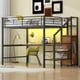 thumbnail image 2 of Full Size Metal Loft Bed with Desk, Storage Staircase, Small Wardrobe and LED Light,Black, 2 of 3