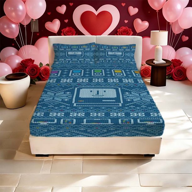 Computer Graphics Printed Fitted Sheet Bedding 2 Pillowcases 1 Fitted Sheet Bedroom Twin Bed Full Bed Queen Bed King Bed - Soft And Skin-Friendly