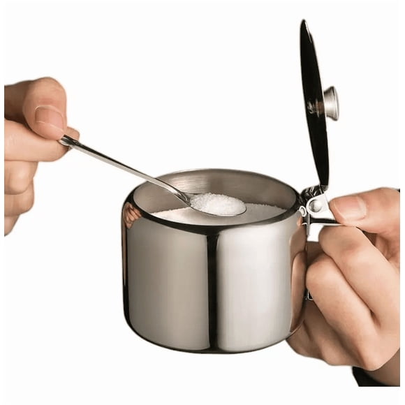 Azucarero De Acero Inoxidable Con Tapa Y Cuchara Multiusos