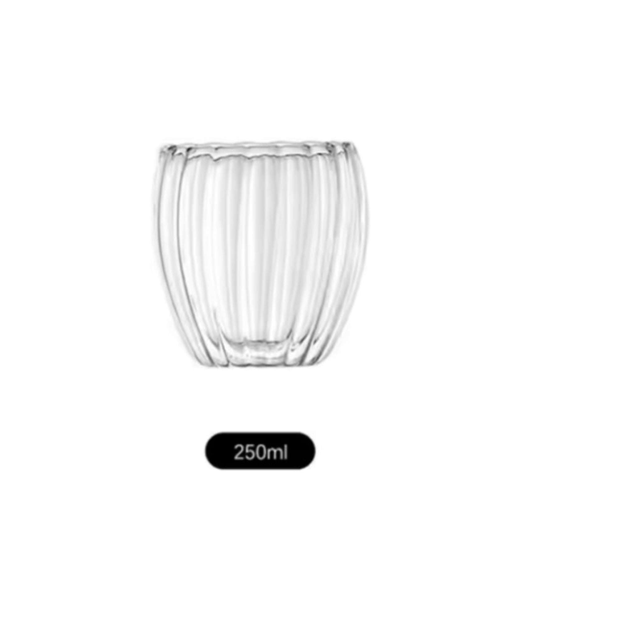 Mc Group - Vaso Transparente De Vidrio Doble Pared Con Relieve – 250 Ml
