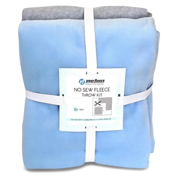 Kit de Manta de Felpa Sin Costura YourFleece 152x152 cm Azul Claro/Gris Ceniza