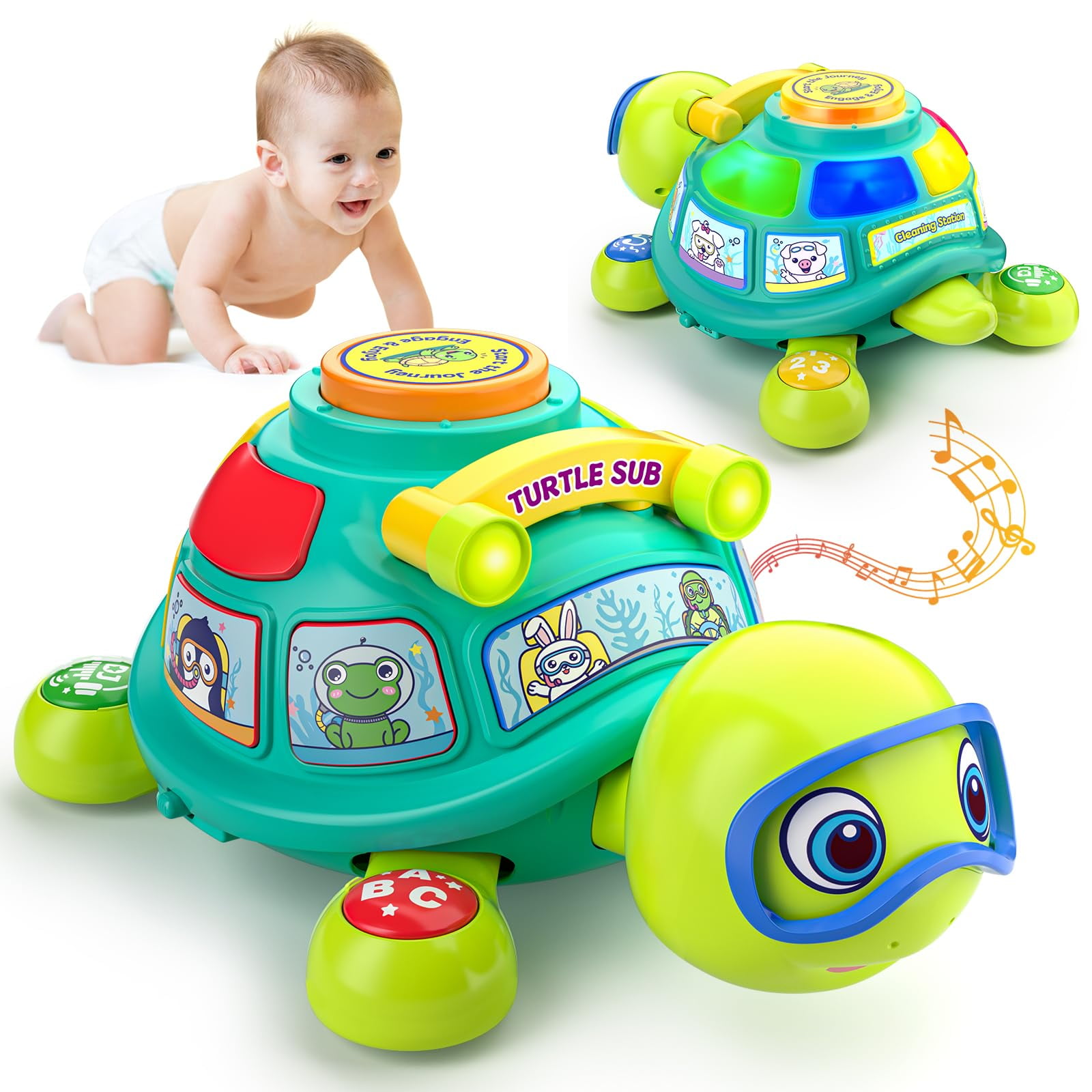 Toddlercley - Juguete Musical Turtle Para Gatear Para Bebés De 6 A 12 Meses Con Luces Y Sonido