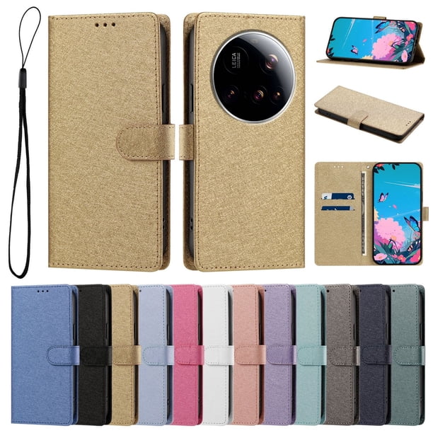 Cartera Funda para Xiaomi 15 Ultra Carga Inalámbrica, Dorado