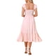 thumbnail image 3 of INSPIRE CHIC Vestido de Verano para Mujeres de Regreso a Clases Cuello Cuadrado con Volantes en Capas Boho Midi Vestido Rosa XL, 3 of 6