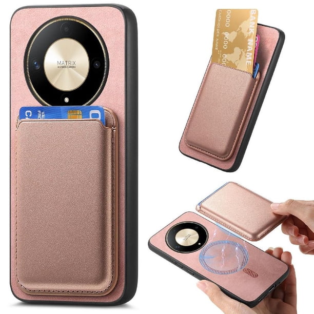 Funda de Cuero Magnética con Tarjetero para Honor X9B Cubierta Delgada Rosa