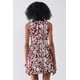 thumbnail image 4 of Vestido Mini Ajustado sin Mangas con Cuello Redondo y Estampado Floral Burdeos y Blanco de FASHNZFAB, Talla M para Mujer, 4 of 5
