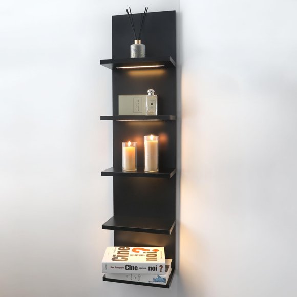 Estantería AskTag de 5 Niveles con Iluminación LED Negra