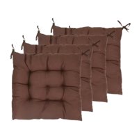 Magideal - Cojines Para Silla De 4 Piezas Con Lazos, Cojines Para Silla De Cocina Interior Y 16 Puntos De Fijación, Cojín De Asiento Grueso, Cojín De Asiento Cua Café