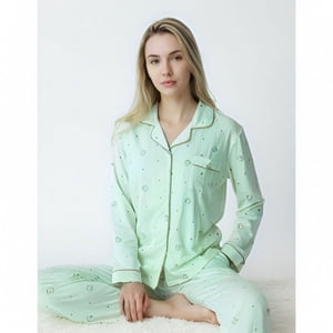 Likeshop - Pijama Mujer Manga Larga Botones Diseños Colores 107