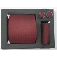 Riqui - Set Corbata, Pañuelo Y Colleras Burdeo