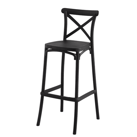 Habita2 Chile - Taburete Polipropileno Apilable Con Apoyapies Danubio 65Cm - Negro