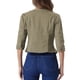 thumbnail image 3 of Chaquetas de mezclilla cortas sin cuello de manga 3/4 para mujer INSPIRE CHIC Verde ejército grisáceo M, 3 of 5